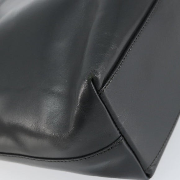 PRADA Tote Bag Leather Black Silver Auth 155205
