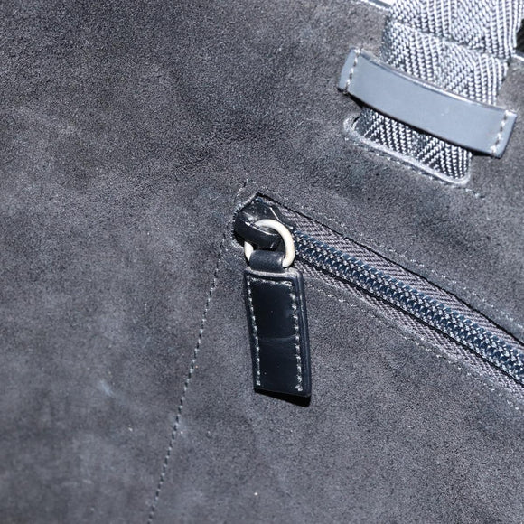 PRADA Tote Bag Leather Black Silver Auth 155205