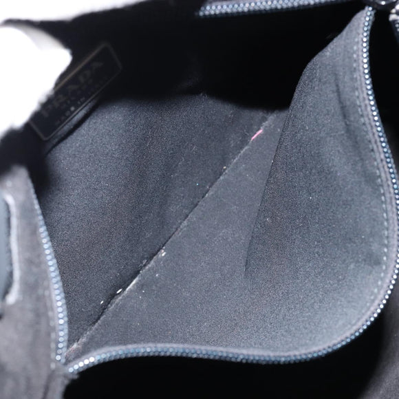 PRADA Tote Bag Leather Black Silver Auth 155205