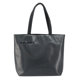 PRADA Tote Bag Leather Black Silver Auth 155205 - 0