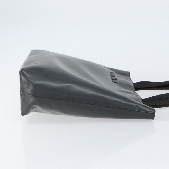 PRADA Tote Bag Leather Black Silver Auth 155205