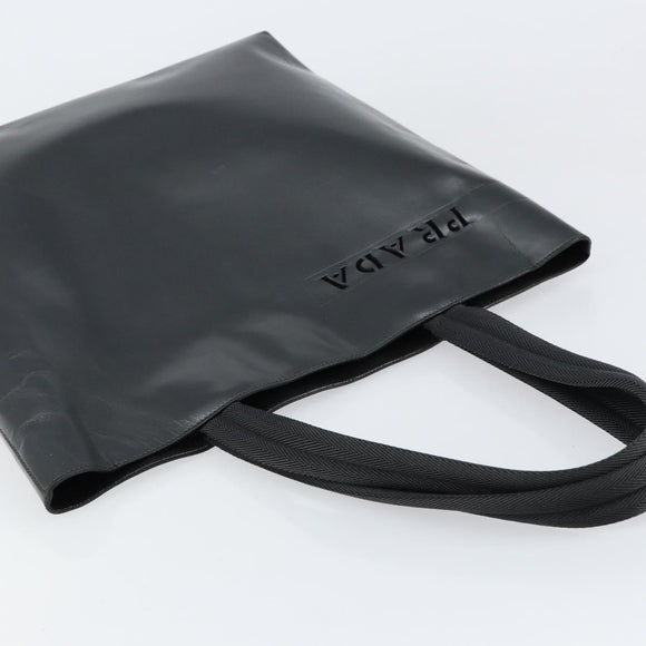 PRADA Tote Bag Leather Black Silver Auth 155205