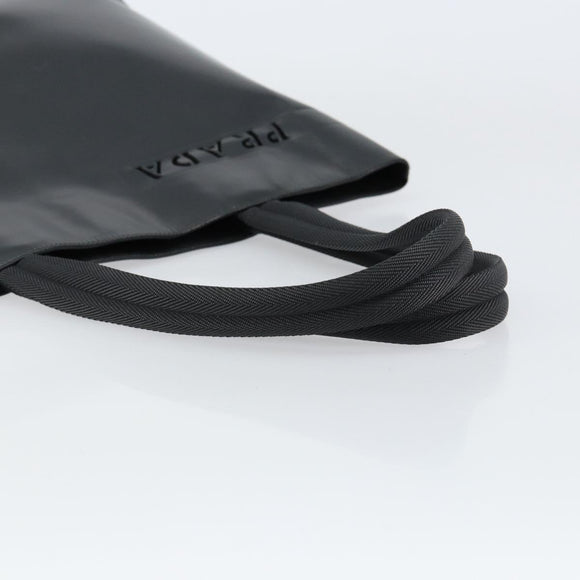 PRADA Tote Bag Leather Black Silver Auth 155205