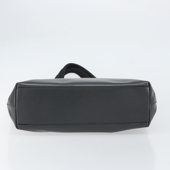 PRADA Tote Bag Leather Black Silver Auth 155205