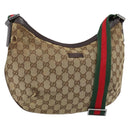 GUCCI GG Canvas Web Sherry Line Shoulder Bag Beige Red Green 181092 Auth 155208-1