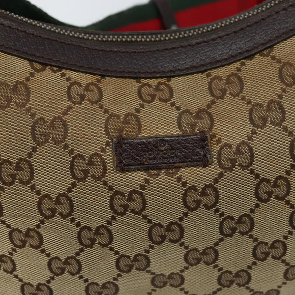 GUCCI GG Canvas Web Sherry Line Shoulder Bag Beige Red Green 181092 Auth 155208