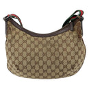 GUCCI GG Canvas Web Sherry Line Shoulder Bag Beige Red Green 181092 Auth 155208-3