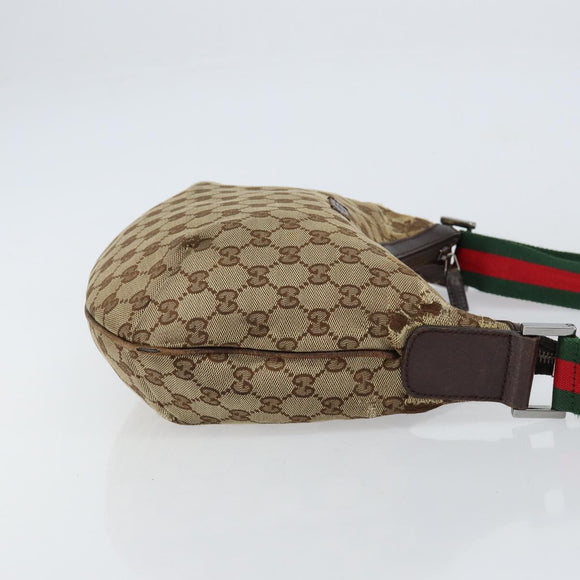 GUCCI GG Canvas Web Sherry Line Shoulder Bag Beige Red Green 181092 Auth 155208