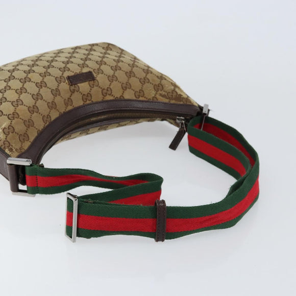 GUCCI GG Canvas Web Sherry Line Shoulder Bag Beige Red Green 181092 Auth 155208