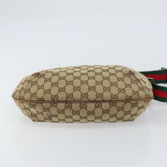 GUCCI GG Canvas Web Sherry Line Shoulder Bag Beige Red Green 181092 Auth 155208