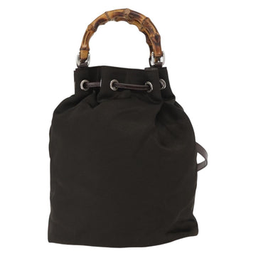 GUCCI Bamboo Hand Bag Nylon 2way Khaki Silver 003 2854 0060 5 Auth 155210 - 0