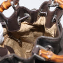 GUCCI Bamboo Hand Bag Nylon 2way Khaki Silver 003 2854 0060 5 Auth 155210-21