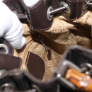 GUCCI Bamboo Hand Bag Nylon 2way Khaki Silver 003 2854 0060 5 Auth 155210-22