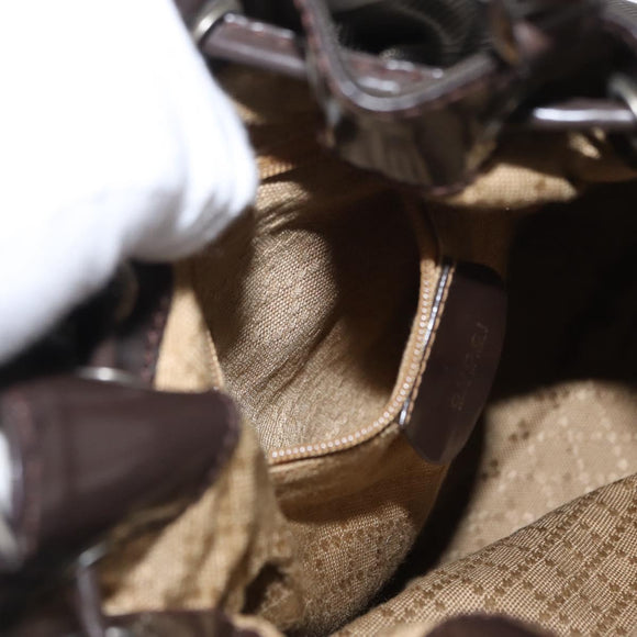 GUCCI Bamboo Hand Bag Nylon 2way Khaki Silver 003 2854 0060 5 Auth 155210