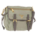PRADA Shoulder Bag Nylon Green Gold Auth 155214-1