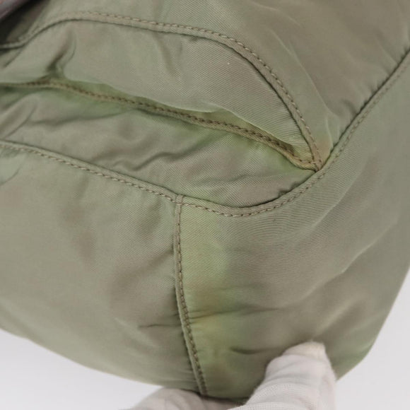 PRADA Shoulder Bag Nylon Green Gold Auth 155214