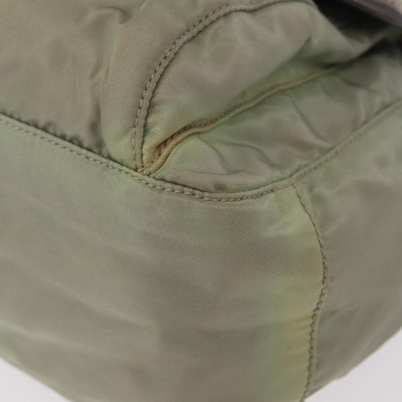 PRADA Shoulder Bag Nylon Green Gold Auth 155214