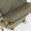 PRADA Shoulder Bag Nylon Green Gold Auth 155214-17