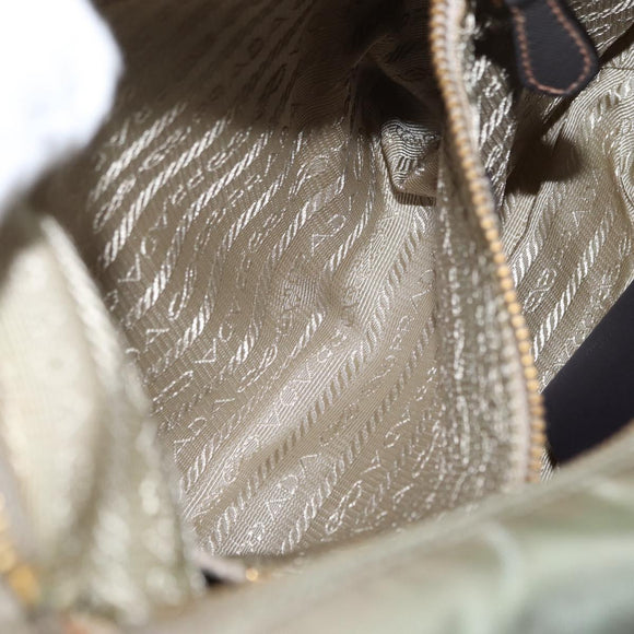 PRADA Shoulder Bag Nylon Green Gold Auth 155214