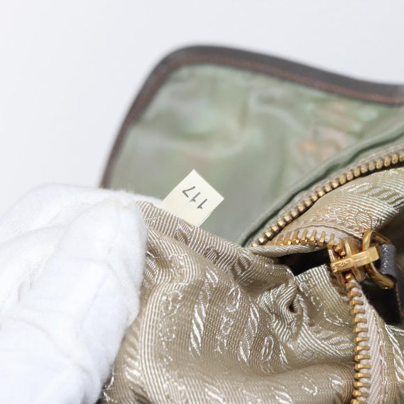 PRADA Shoulder Bag Nylon Green Gold Auth 155214