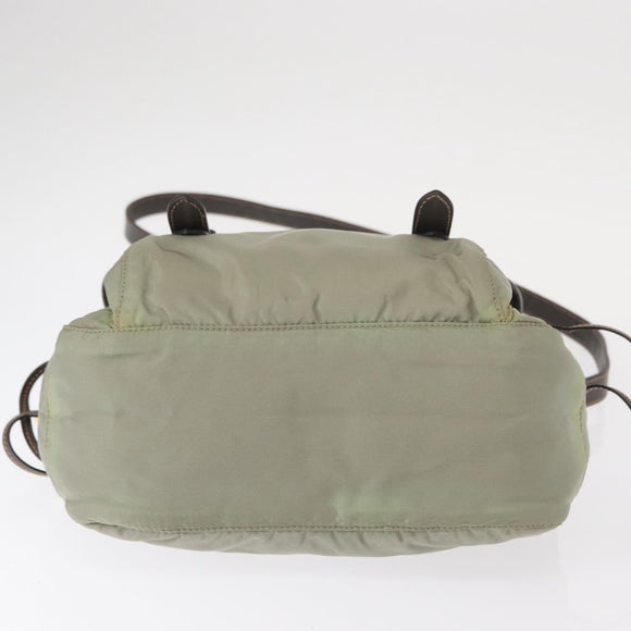 PRADA Shoulder Bag Nylon Green Gold Auth 155214