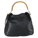 GUCCI Bamboo Hand Bag Leather 2way Black Gold 001 2854 1577 Auth 155217-3