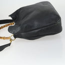 GUCCI Bamboo Hand Bag Leather 2way Black Gold 001 2854 1577 Auth 155217-5