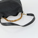 GUCCI Bamboo Hand Bag Leather 2way Black Gold 001 2854 1577 Auth 155217-7