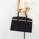 BURBERRY Hand Bag Leather Black Silver Auth 155218-20