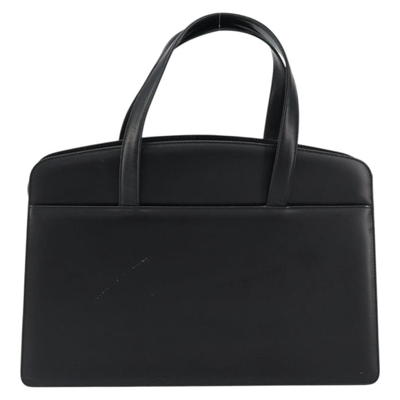 BURBERRY Hand Bag Leather Black Silver Auth 155218