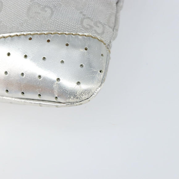 GUCCI GG Canvas Shoulder Bag Silver 147671 Auth 155220