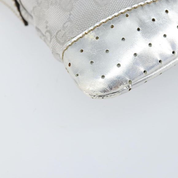 GUCCI GG Canvas Shoulder Bag Silver 147671 Auth 155220