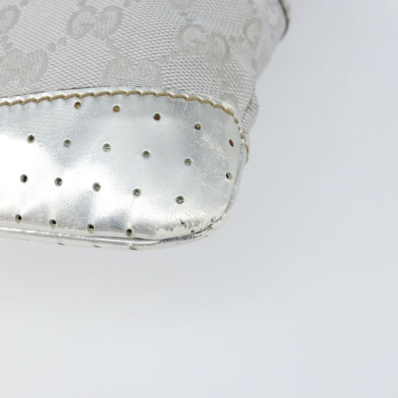 GUCCI GG Canvas Shoulder Bag Silver 147671 Auth 155220