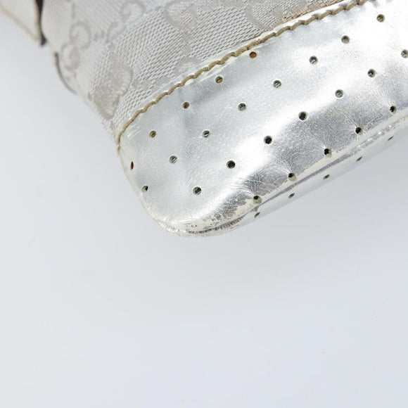 GUCCI GG Canvas Shoulder Bag Silver 147671 Auth 155220