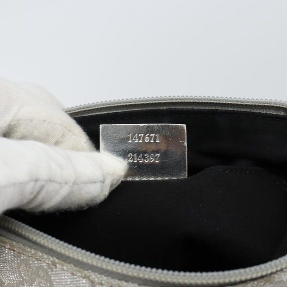GUCCI GG Canvas Shoulder Bag Silver 147671 Auth 155220