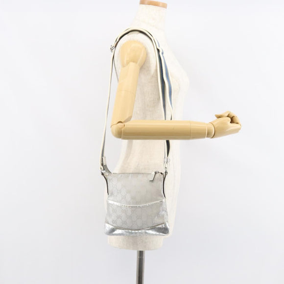 GUCCI GG Canvas Shoulder Bag Silver 147671 Auth 155220