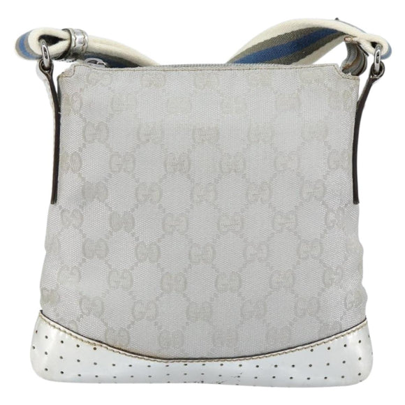 GUCCI GG Canvas Shoulder Bag Silver 147671 Auth 155220