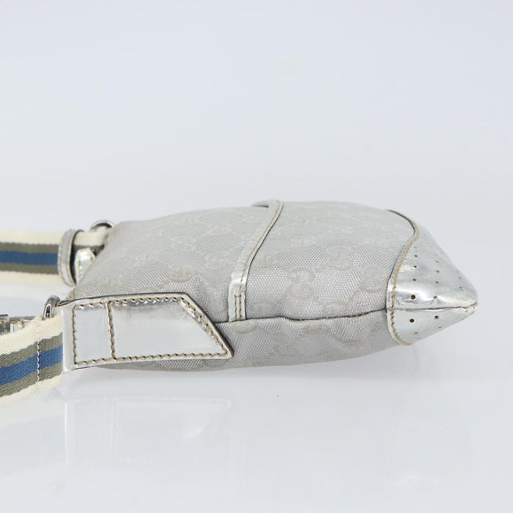 GUCCI GG Canvas Shoulder Bag Silver 147671 Auth 155220