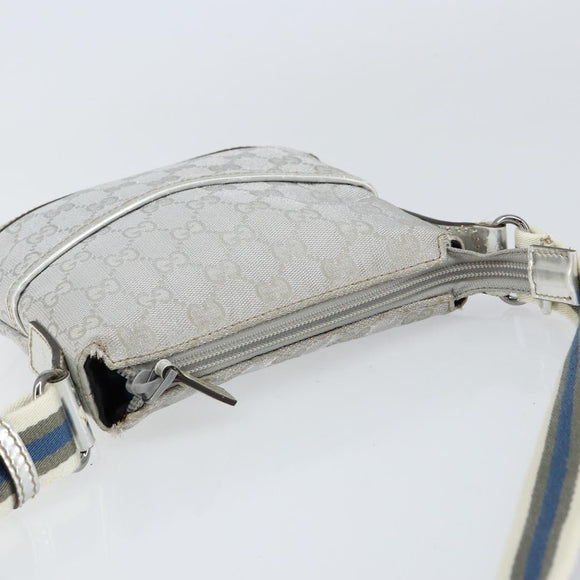 GUCCI GG Canvas Shoulder Bag Silver 147671 Auth 155220