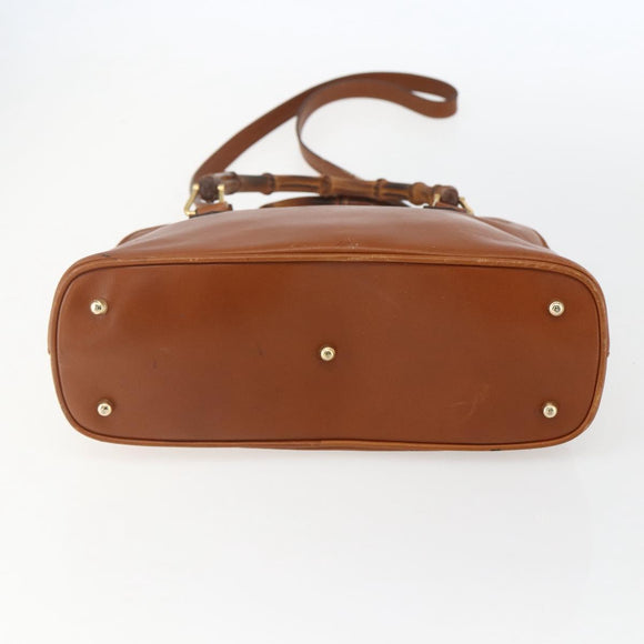 GUCCI Bamboo Hand Bag Leather 2way Brown Gold 000 1274 0290 Auth 155221