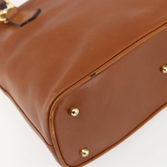 GUCCI Bamboo Hand Bag Leather 2way Brown Gold 000 1274 0290 Auth 155221