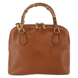 GUCCI Bamboo Hand Bag Leather 2way Brown Gold 000 1274 0290 Auth 155221 - 0