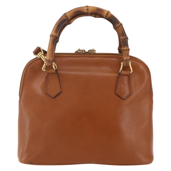 GUCCI Bamboo Handtas Leer 2way Bruin Goud 000 1274 0290 Auth 155221