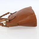 GUCCI Bamboo Hand Bag Leather 2way Brown Gold 000 1274 0290 Auth 155221-4