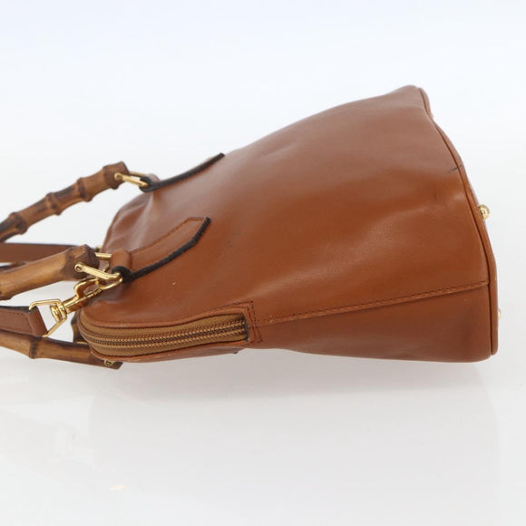 GUCCI Bamboo Handtas Leer 2way Bruin Goud 000 1274 0290 Auth 155221