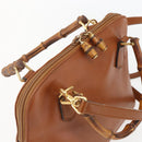 GUCCI Bamboo Hand Bag Leather 2way Brown Gold 000 1274 0290 Auth 155221-6