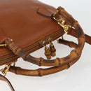 GUCCI Bamboo Hand Bag Leather 2way Brown Gold 000 1274 0290 Auth 155221-7