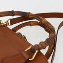 GUCCI Bamboo Hand Bag Leather 2way Brown Gold 000 1274 0290 Auth 155221-8