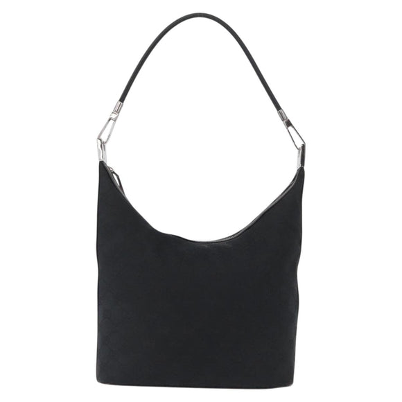 GUCCI GG Canvas Shoulder Bag Black Silver 001 3814 Auth 155222