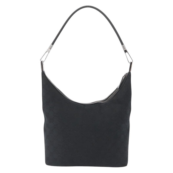 GUCCI GG Canvas Shoulder Bag Black Silver 001 3814 Auth 155222